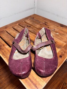 OTBT Springfield Floral Embossed Leather Mary Jane Wedge Shoes